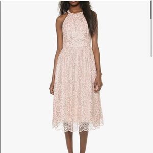 Shoshanna Midnight Algeria Lace Halter Dress Size 6 Blush Pink from Revolve